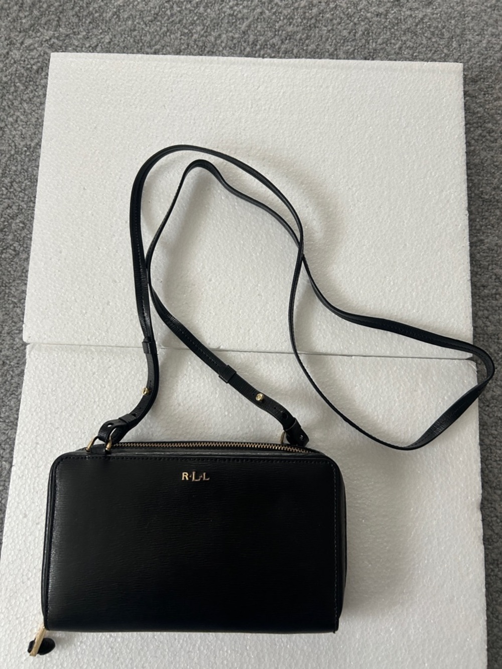 Black Leather Crossbody Wallet